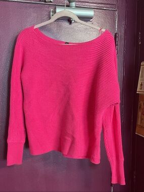 Aqua Hot Pink Off-the-Shoulder Knit Sweater